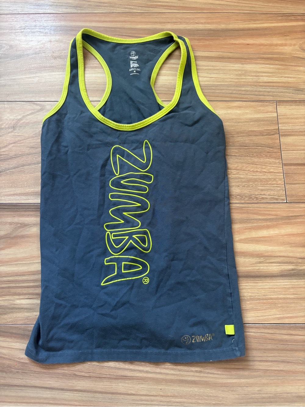 Zumba Fitness Women's Black and Lime Tank Top medium